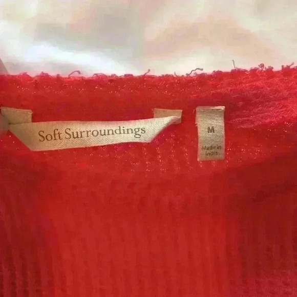 Soft Surroundings Coral Waffle Knit Long Sleeve Top Button Accent Size Medium - Picture 7 of 7